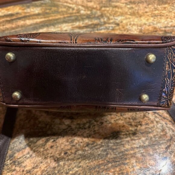 Patricia Nash Leather Very Good Condition Brown Barkleaves Gracchi Purse - Picture 3 of 7